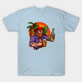 Pirate Holding Beer T-Shirt